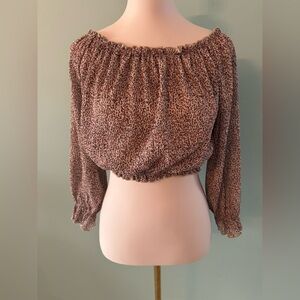 Leopard Print Off-Shoulder Women's Top Size 8